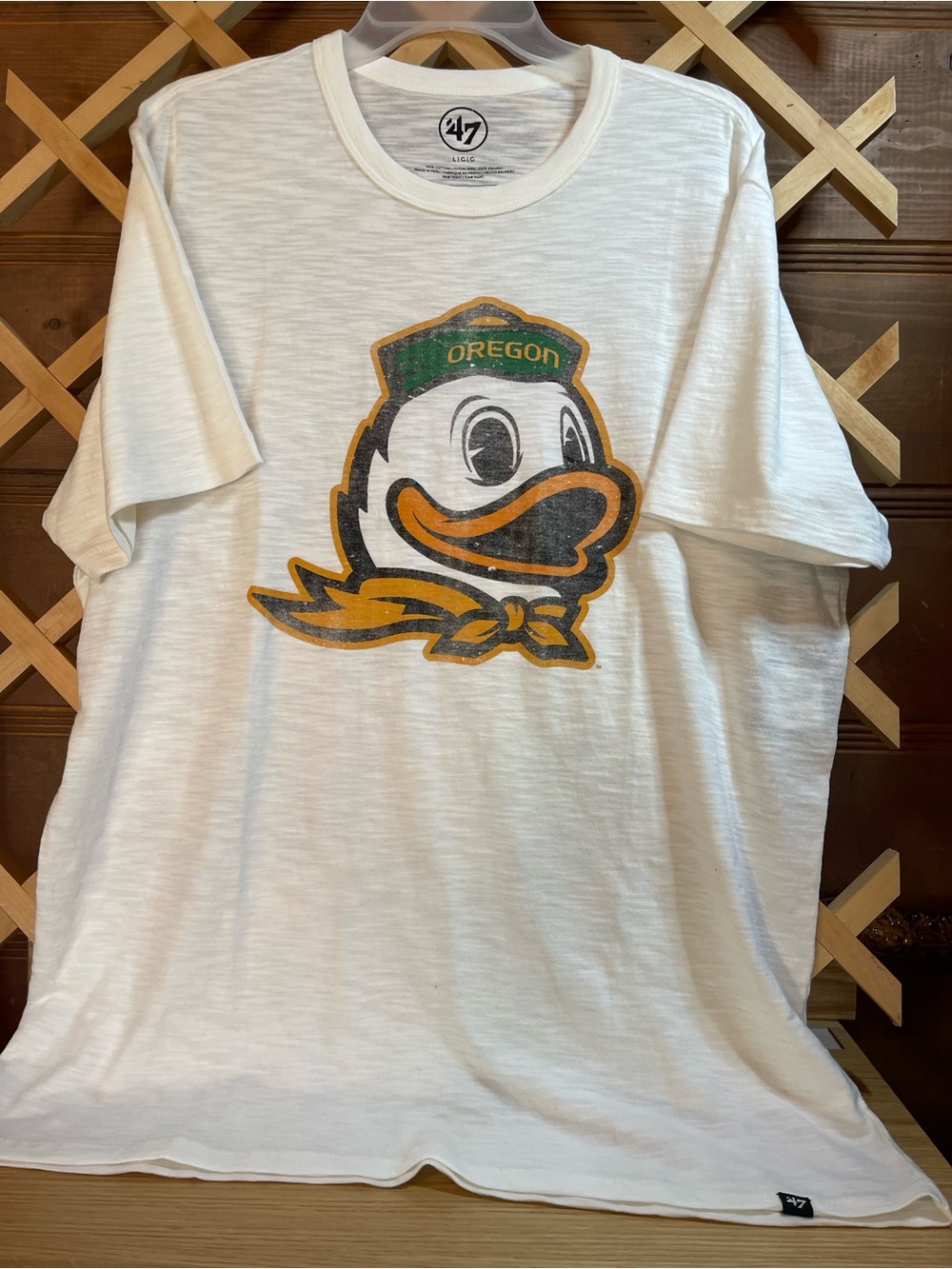 NWT Brand 47’ Oregon Duck VTG inspired 100% Slub Cotton T- Shirt -Mascot -NCAA